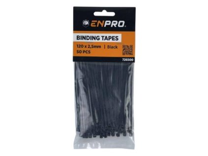 Pásky vázací, 250 x 4,8 mm, 50 ks, černá, ENPRO