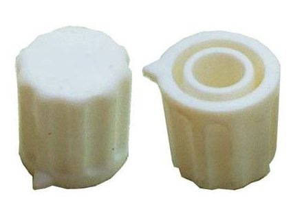 Přístrojový knoflík KP1406, 14x15mm, hřídel 6mm, bílý s šipkou