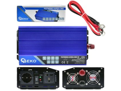 Měnič napětí 12/230V 1000W/2000W, čistá sinusovka GEKO