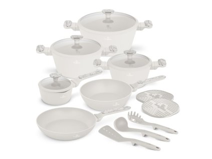 BERLINGERHAUS Sada nádobí s titanovým povrchem 15 ks Sahara Marble Collection BH-8401