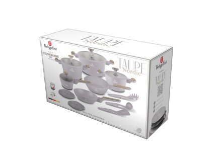 BERLINGERHAUS Sada nádobí s titanovým povrchem 15 ks Taupe Nordic Collection BH-8344