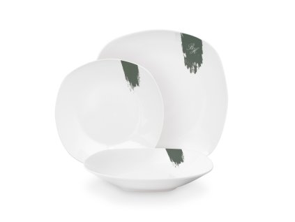 BERLINGERHAUS Jídelní sada talířů 18 ks Matte Green Collection bílá-zelená BH-10205