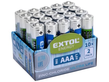 Baterie zink-chloridové, 20ks, 1,5V AAA (R03) EXTOL ENERGY