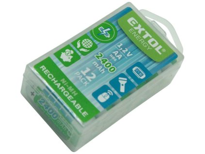 Baterie nabíjecí, 12ks, AA (HR6), 1,2V, 2400mAh, NiMh EXTOL ENERGY