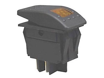 Vypínač kolébkový  RK1-06 ON-OFF 2p. 20A oranžový, prosvětlení 12V