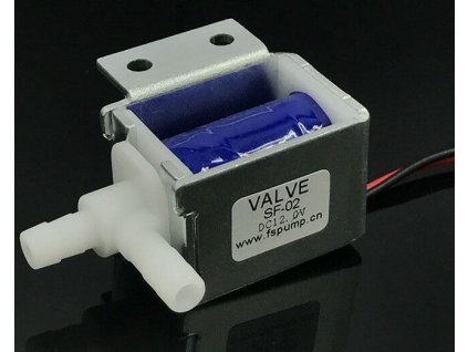 Elektromagnetický ventil 12V na vodu plastový, vývody 5,5mm