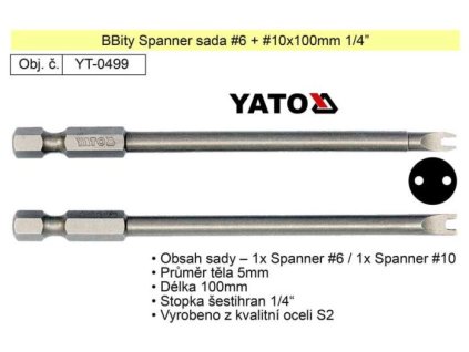 Sada bitů Spanner č.6 + č.10 x100mm 1/4”