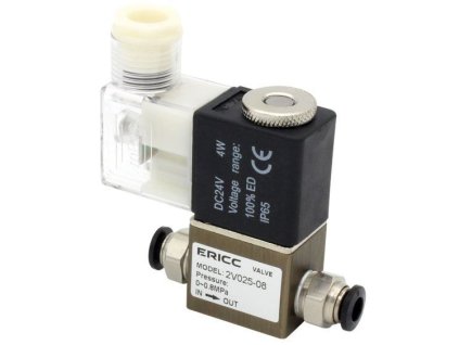 Elektromagnetický vzduchový ventil 12V na rychlospojky, trubička 1/4”