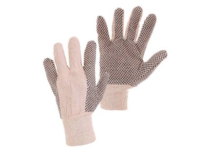 Textilní rukavice s PVC terčíky GABO, v. 10"