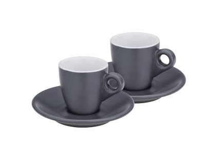 KELA Hrnek na espresso s podšálkem sada 4 ks MATTIA šedá KL-12751
