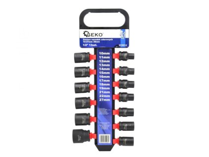 Nástrčné rázové hlavice 1/2", 13 ks 10-27 mm, 38 mm, GEKO