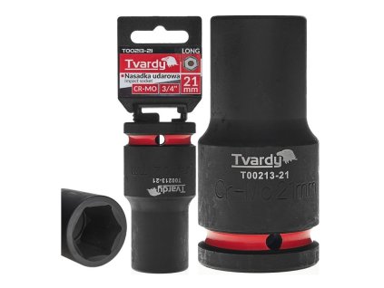 Rázová nástrčná hlavice prodloužená 3/4", 21 mm, CrMo - TVARDY