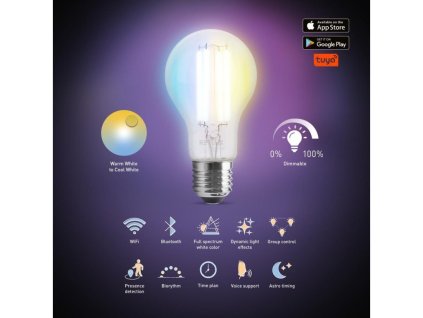 Chytrá žárovka LED E27 filament 7W CCT A60 RSH 103 RETLUX