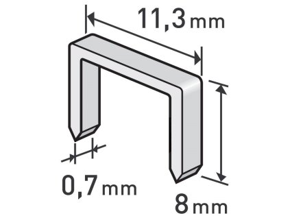 Spony, balení 1000ks, 8mm, 11,3x0,52x0,70mm, EXTOL PREMIUM