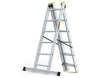 Žebřík hliníkový Drabest, 3x6 PRO, 3-dílný PROFI