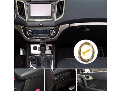 Dekorační ozdobná lišta do interiéru vozidla 5m Zlatá