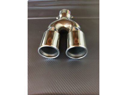 Koncovka výfuku dvojitá kulatá - nerez ocel