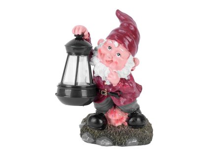 Solární lampa trpaslík s lucernou 17x16x27cm, 1 LED, AA