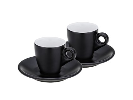 KELA Hrnek na espresso s podšálkem sada 4 ks MATTIA černá KL-12750