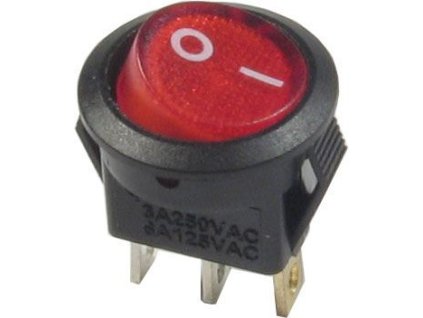Vypínač kolébkový OFF-ON 1pol.250V/3A červený, prosvětlení 230V