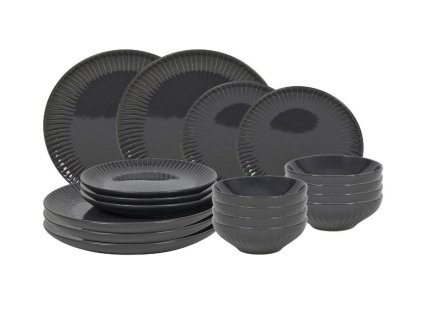 HIT Jídelní sada talířů 18 ks lesklá šedá HT-24327583