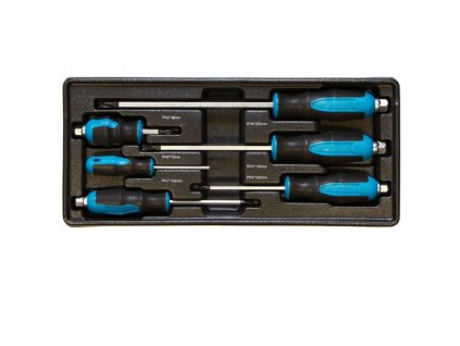 Sada křížových úderových šroubováků ve vložce do dílenského vozíku, 6 dílů - VV006UK01