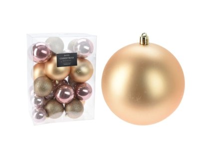 HOMESTYLING Vánoční ozdoby koule sada 26 ks zlatorůžová KO-CAN302030