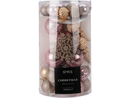 HOMESTYLING Vánoční ozdoby sada 57 ks zlatorůžová KO-CAN304030
