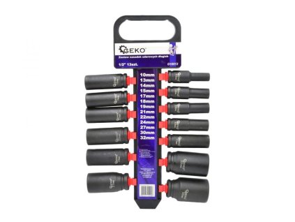 Nástrčné rázové hlavice 1/2", 13 ks GEKO