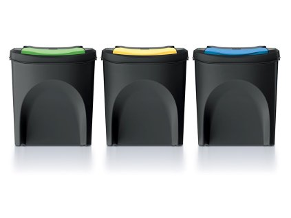 Koš odpadkový tříděný odpad 3x25L  SORTIBOX recyklovaný černý