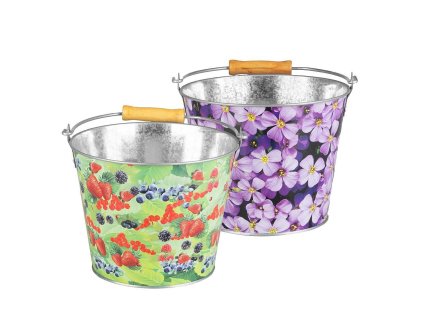 Vědro kovové potisk květy, ovoce mix vzorů, 5l