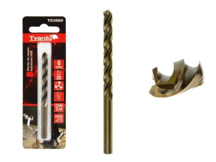 Kobaltový vrták do kovu HSS-Co, M35, 6mm TVARDY