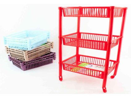 Regál PH 3 koše 35,5x26,5x62,5cm kolečka, mix barev