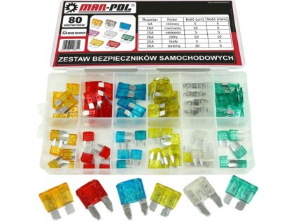 Pojistky automobilové (standart, mini), sada 80ks MAR-POL