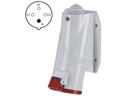 Zásuvka 4P, 400V / 16A, IP44, nástěnná