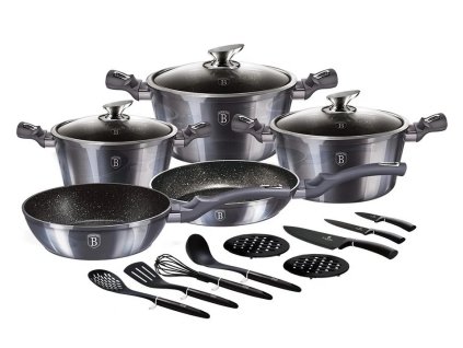 BERLINGERHAUS Sada nádobí s mramorovým povrchem 17 ks Carbon PRO Line BH-6920