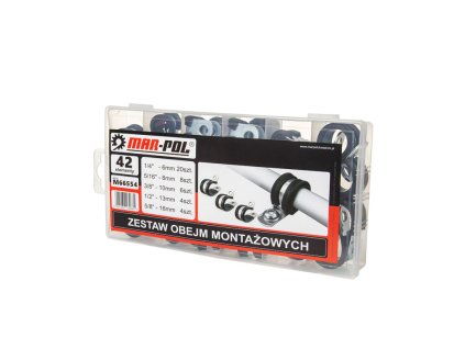 Montážní objímky na kabely, trubky, hadice, sada 42 ks - MAR-POL