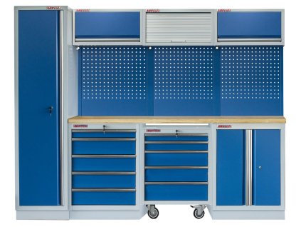 Sestava PROFI BLUE dílenského nábytku s vysokou úzkou skříní 7ks - MTGS1301AZ