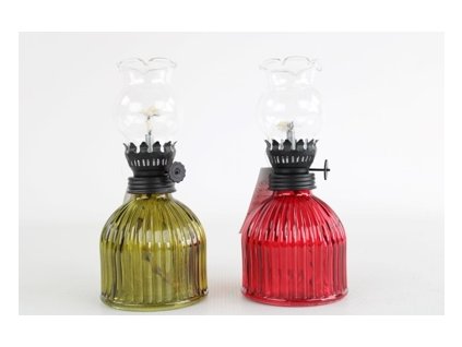 Lampa petrolejová s cylindrem v.17cm  COLOR, mix barev