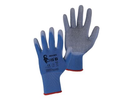 Rukavice BRITA DOTS, máčené v PU a PVC terčíky, v. 8-9"
