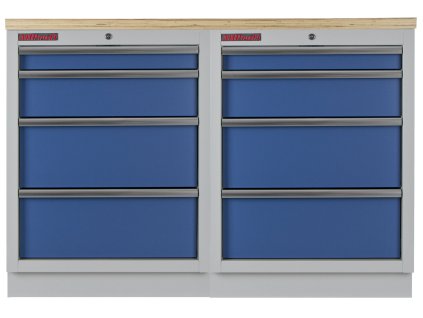 Sestava kvalitních PROFI BLUE dílenských skříněk s pracovní deskou - MTGS1300BAL10