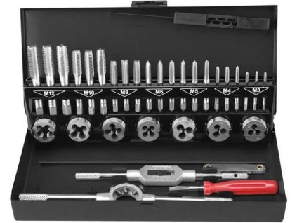Závitníky a závitová očka, sada 32ks, M3-M4-M5-M6-M8-M10-M12, EXTOL