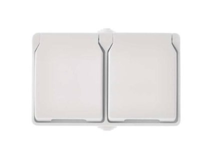 Zásuvka dvojnásobná, IP44, bílá