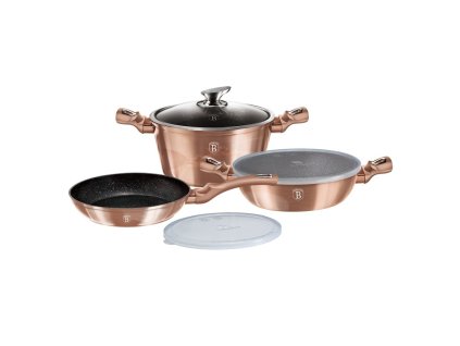 BERLINGERHAUS Sada nádobí s mramorovým povrchem 6 ks Rosegold Metallic Line BH-7047