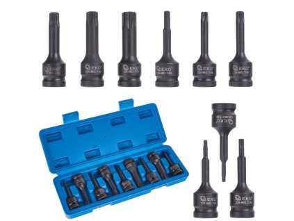 Hlavice rázové zástrčné 1/2" TORX T20-T70, sada 9ks GEKO