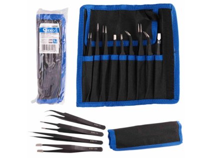 Pinzety antistatické, sada 9 ks - GEKO