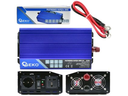 Měnič napětí 24/230V 1000W/2000W, čistá sinusovka GEKO