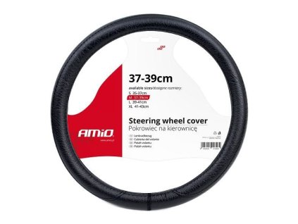 Potah volantu SWC-60-M 37-39cm černá kůže , AMIO 01378