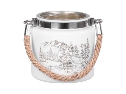 Svícen s krajinou a lanem MagicHome bílá, 10x10cm