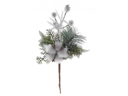 Větvička MagicHome s bavlnou, bílá, 25cm